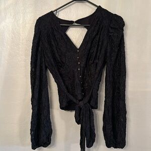 NWT Anthropologie Sexy lace black crop blouse